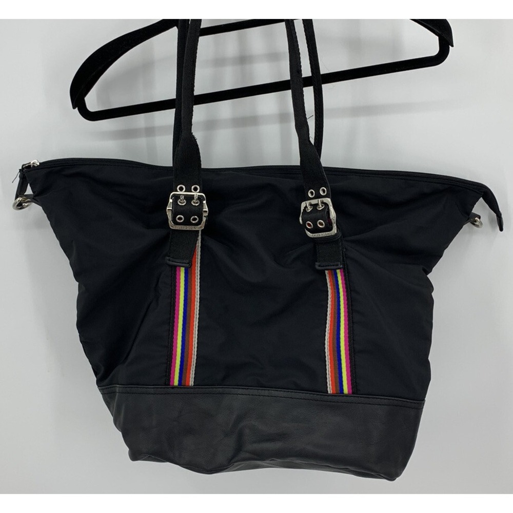 Tyler Roden Black With Rainbow Straps Purse Satchel Tote Hand Bag